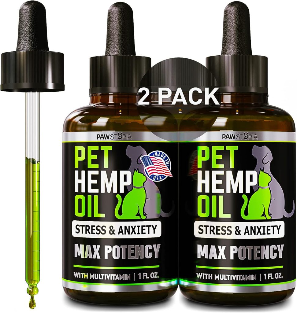 (2 Pack) Hemp Oil Drops for Dogs - Helps Pets with Anxiety, Pain, Stress, Sleep, Arthritis, Seizures Relief - Cat Anxiety Relief - Omega 3-6-9 - Treats - Hip and Joint Support