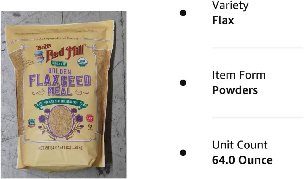 64oz Organic Whole Ground Golden Flaxseed Meal Bobs Red Mill (4 Pounds Total)