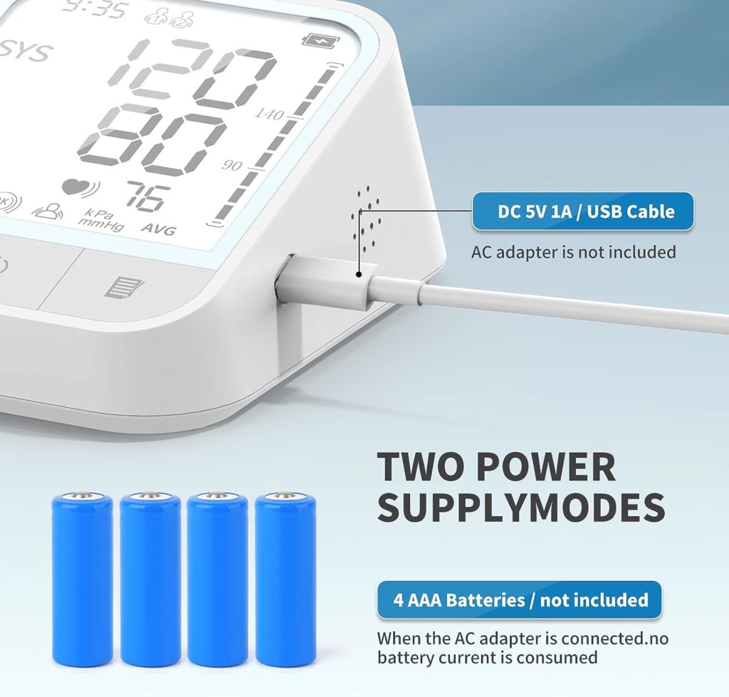 Blood Pressure Monitor, Blood Pressure Machine Automatic Upper Arm, Adjustable BP Cuff with Large Backlit Display, 2 * 99 Memory Blood Pressure Monitors for Home Use with Storage Bag(White)