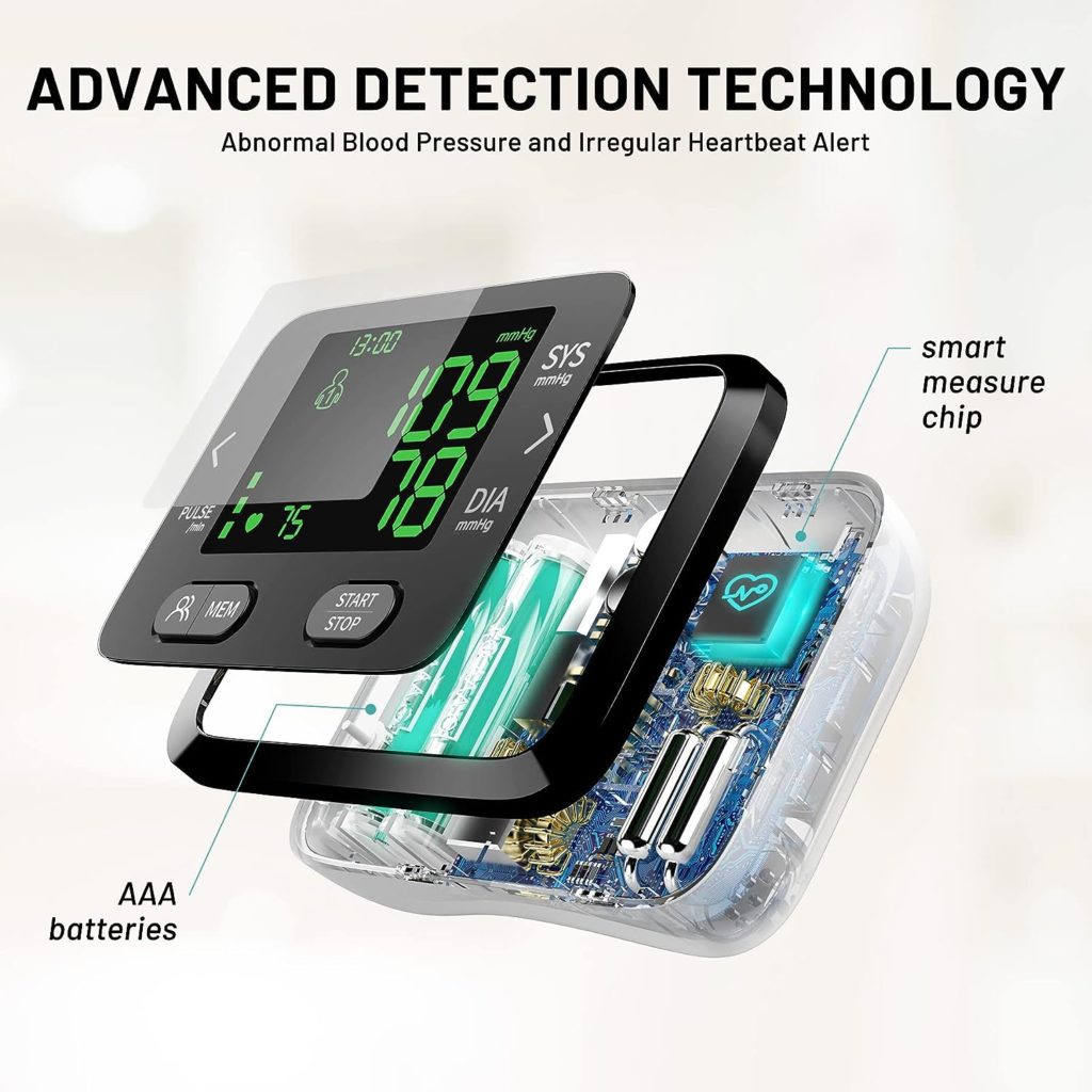 Blood Pressure Monitor Wrist Automatic BP Machine Adjustable Cuff 198 Memory Readings Large Backlit LCD Display with Carrying Storage Bag for Home Use