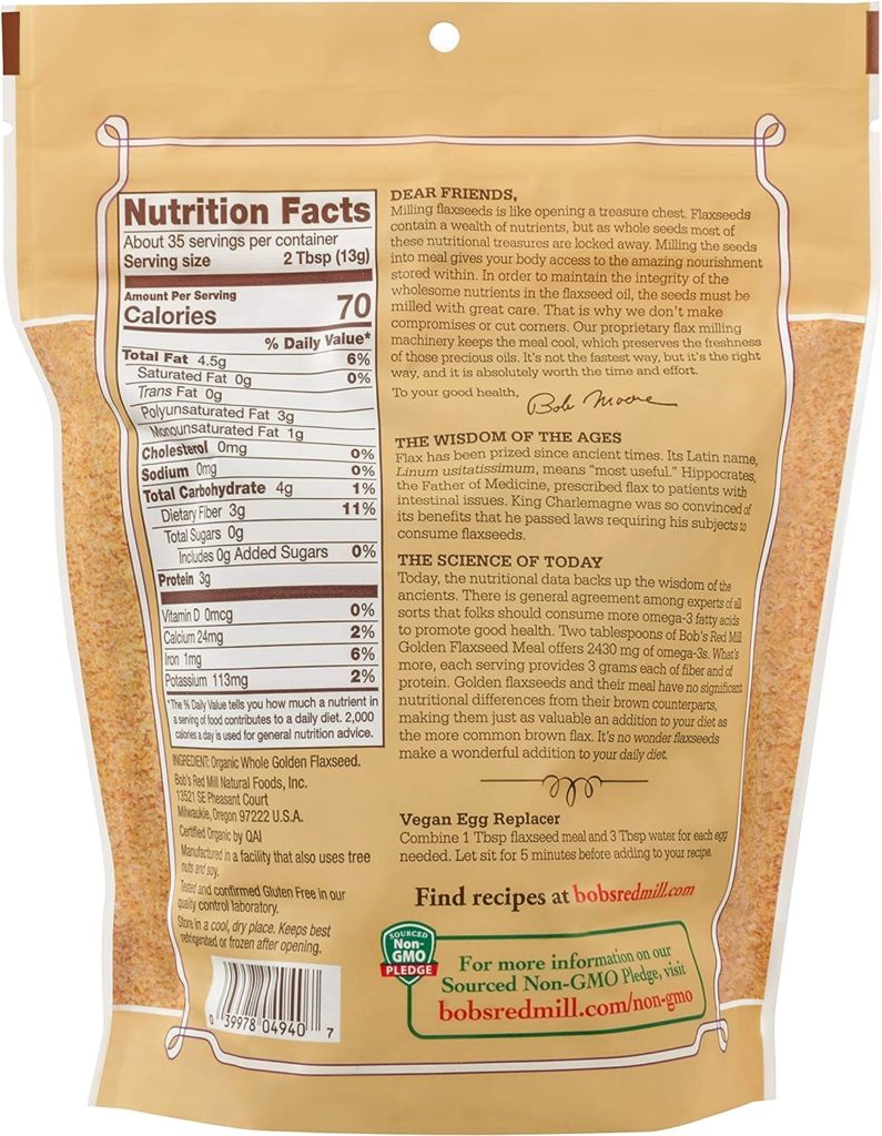 Bobs Red Mill Organic Golden Flaxseed Meal, 16 Oz