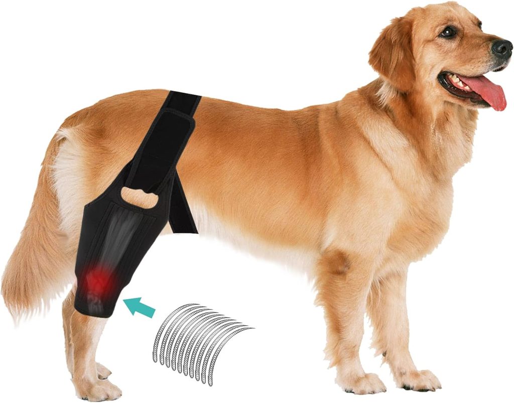 Ciobang Dog Knee Brace with 8 Side Stabilizers Fit 4 Legs, Dog Leg Braces for Torn Acl Hind Leg Luxating Patella, Dog Hip Joint Care Support Brace for Large Dog Pain Relief Prevent Injuries (L)