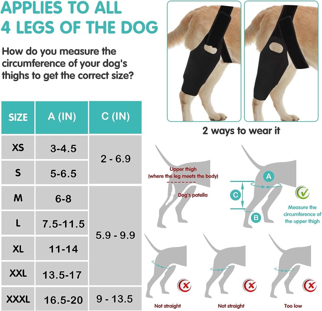 Ciobang Dog Knee Brace with 8 Side Stabilizers Fit 4 Legs, Dog Leg Braces for Torn Acl Hind Leg Luxating Patella, Dog Hip Joint Care Support Brace for Large Dog Pain Relief Prevent Injuries (L)