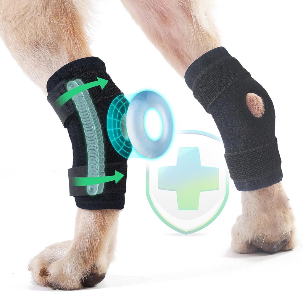 Dog Knee Brace for Rear Leg, Hock  Ankle Support, TORJOY Dog Leg Brace for Knee Pain Relief, Canine Hind Leg Joint Compression Wrap for Torn ACL  CCL, Injury, Sprain Protection, Arthritis, 1 Pair,XL