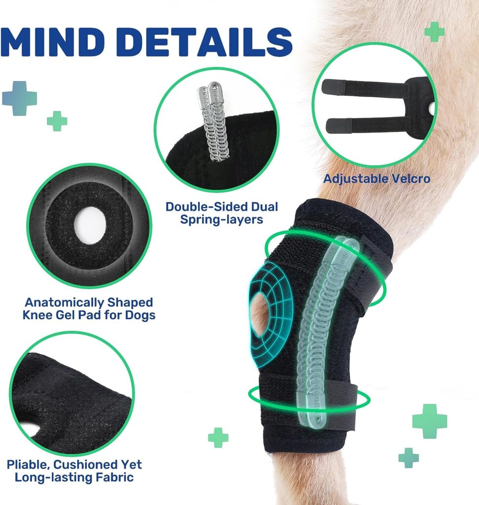 Dog Knee Brace for Rear Leg, Hock  Ankle Support, TORJOY Dog Leg Brace for Knee Pain Relief, Canine Hind Leg Joint Compression Wrap for Torn ACL  CCL, Injury, Sprain Protection, Arthritis, 1 Pair,XL