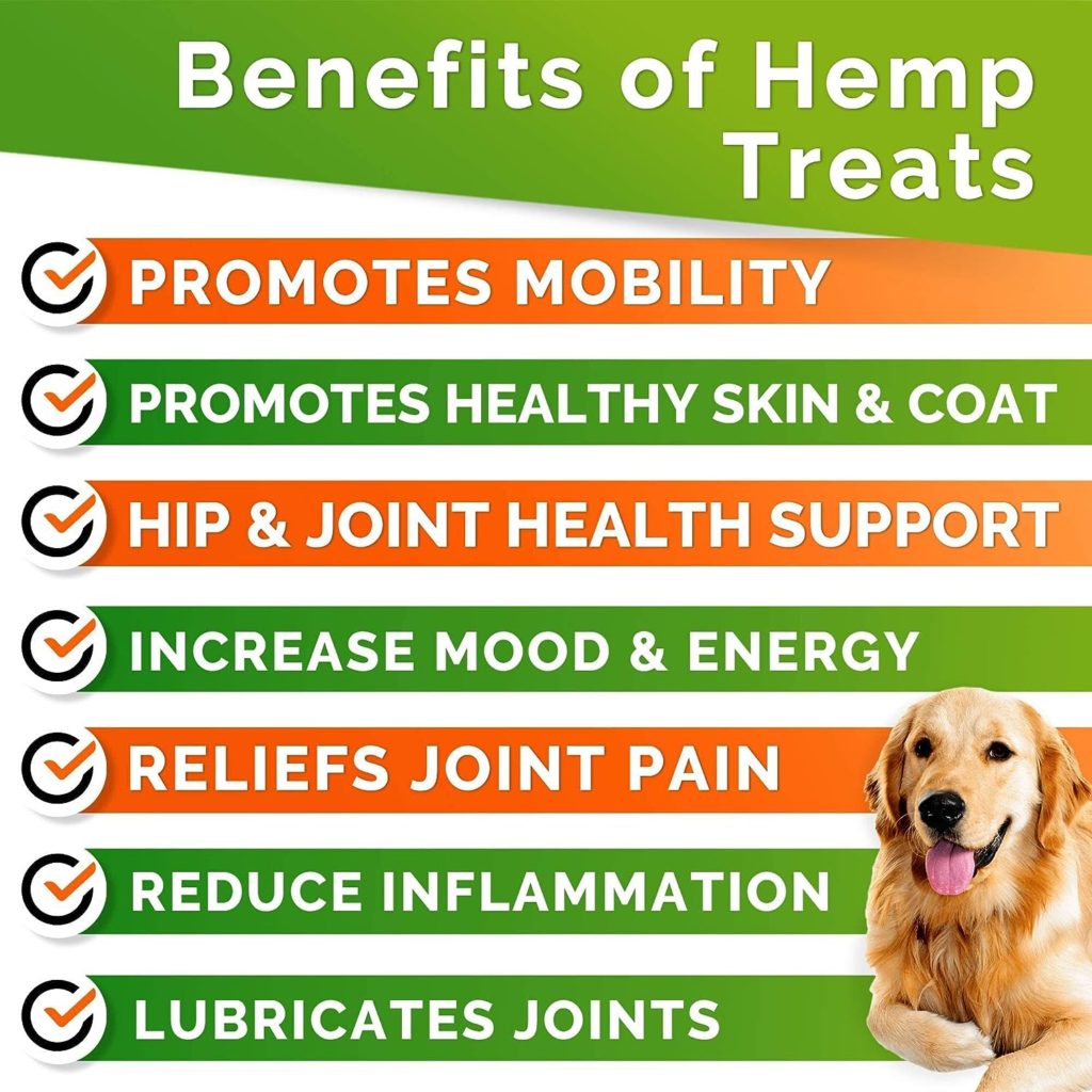 GOODGROWLIES Hemp Hip  Joint Supplement for Dogs Glucosamine, Chondroitin, MSM, Turmeric, Hemp Seed Oil  Hemp Protein for Joint Pain Relief  Mobility 120 Soft Chews Bacon Flavor