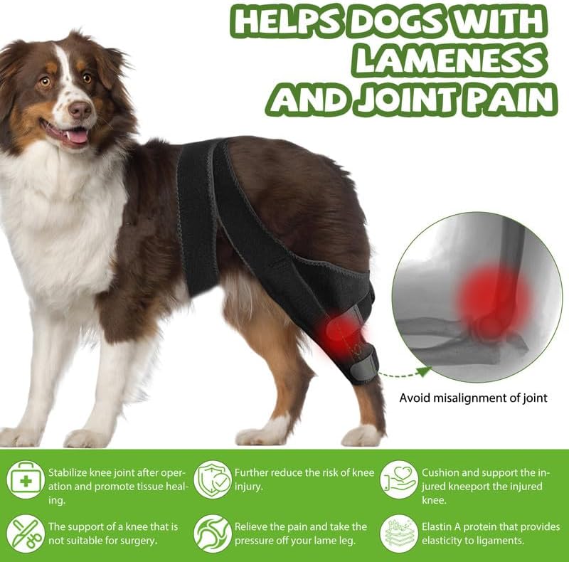 JUANWAN Dog Knee Brace Leg Braces - Dog Canine Knee Stifle Brace Wrap Dog Knee Brace for Torn ACL Hind Leg Joint Pain Muscle Sore Pet Brace Reduces Pain and Inflammation #03