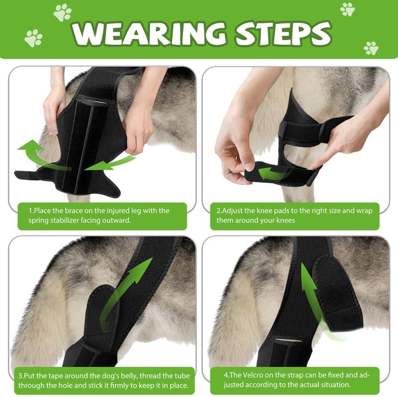 JUANWAN Dog Knee Brace Leg Braces - Dog Canine Knee Stifle Brace Wrap Dog Knee Brace for Torn ACL Hind Leg Joint Pain Muscle Sore Pet Brace Reduces Pain and Inflammation #03