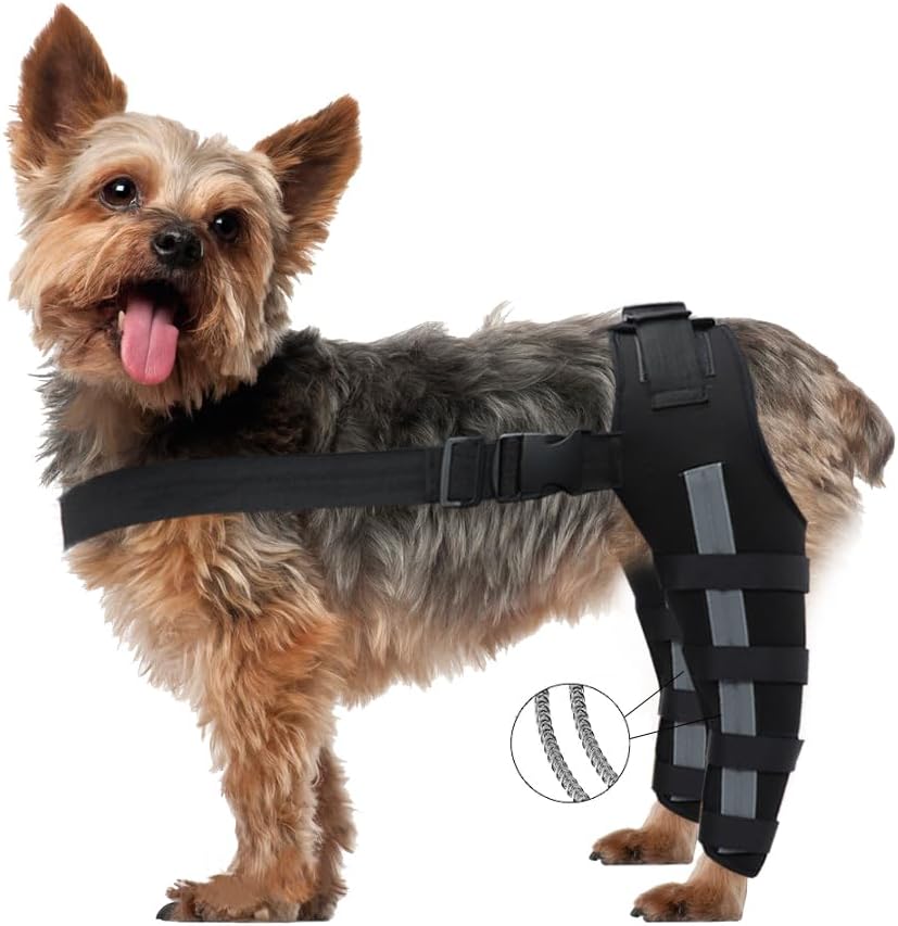 NATUYA Dog Knee Brace for Torn ACL Hind Leg, CCL, Luxating Patella, Dog Leg Braces with Side Stabilizers - Better Recovery and Prevent Licking, Relieves Joint Pain (L)