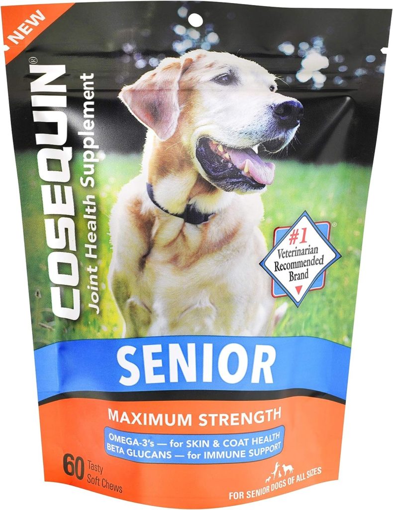 Nutramax Cosequin Senior Joint Health Supplement for Senior Dogs - With Glucosamine, Chondroitin, Omega-3 for Skin and Coat Health and Beta Glucans for Immune Support, 60 Soft Chews