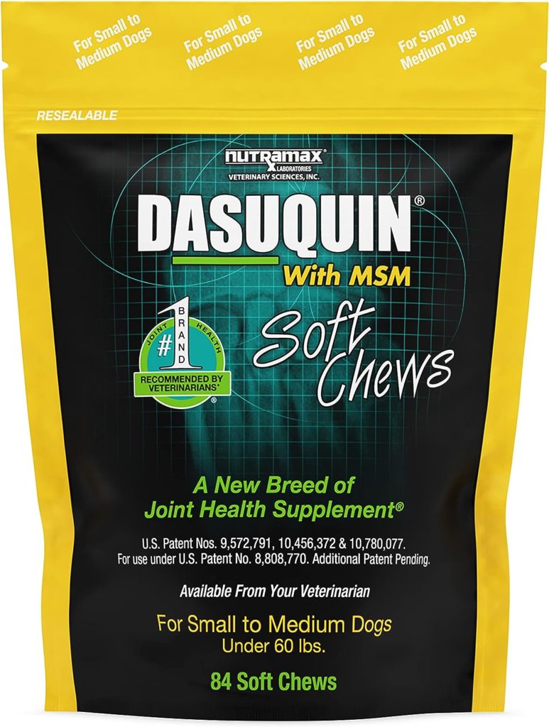 Nutramax Dasuquin with MSM Joint Health Supplement for Small to Medium Dogs - With Glucosamine, MSM, Chondroitin, ASU, Boswellia Serrata Extract, and Green Tea Extract, 84 Soft Chews