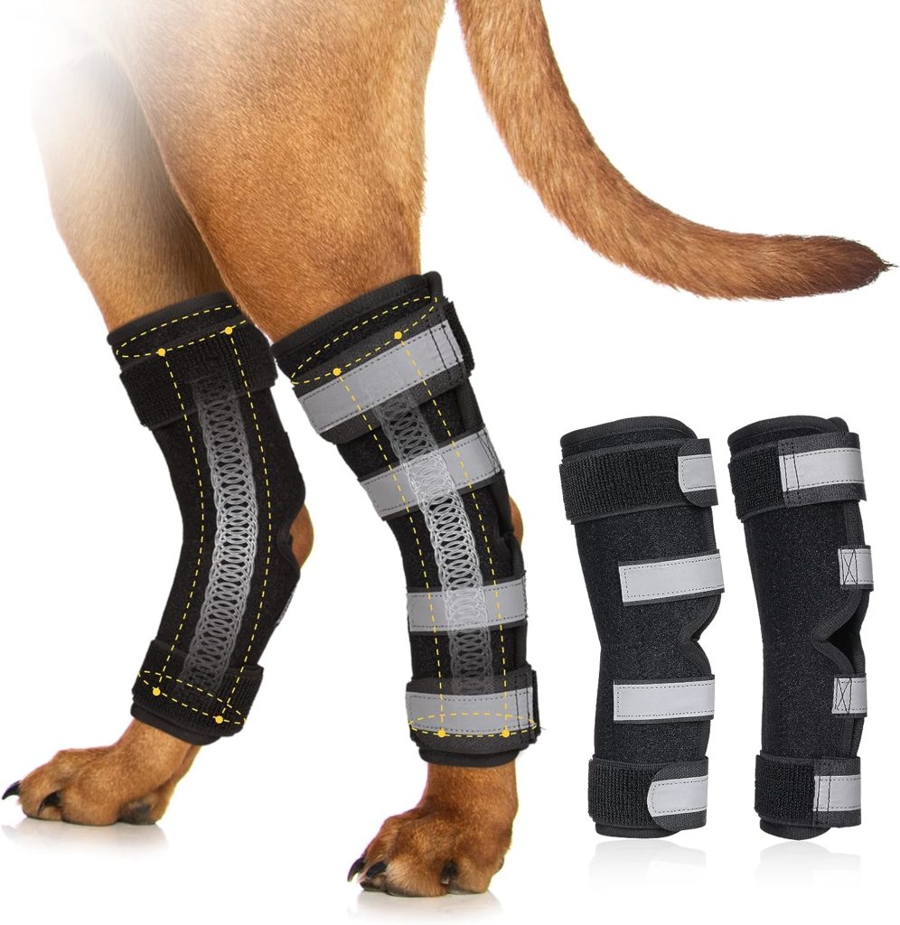 OPSELU Dog Rear Leg Hock Brace,Canine Hock Brace for Rear Legs with Metal Strips,Prevent Injuries and Licking Wounds, Keep Joint Warm Extra Support Reduce Pain and Inflammation (XL)