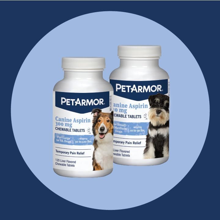 PetArmor Aspirin for Large Dogs, Fast Pain Relief, Liver Flavor, 120 Tablets