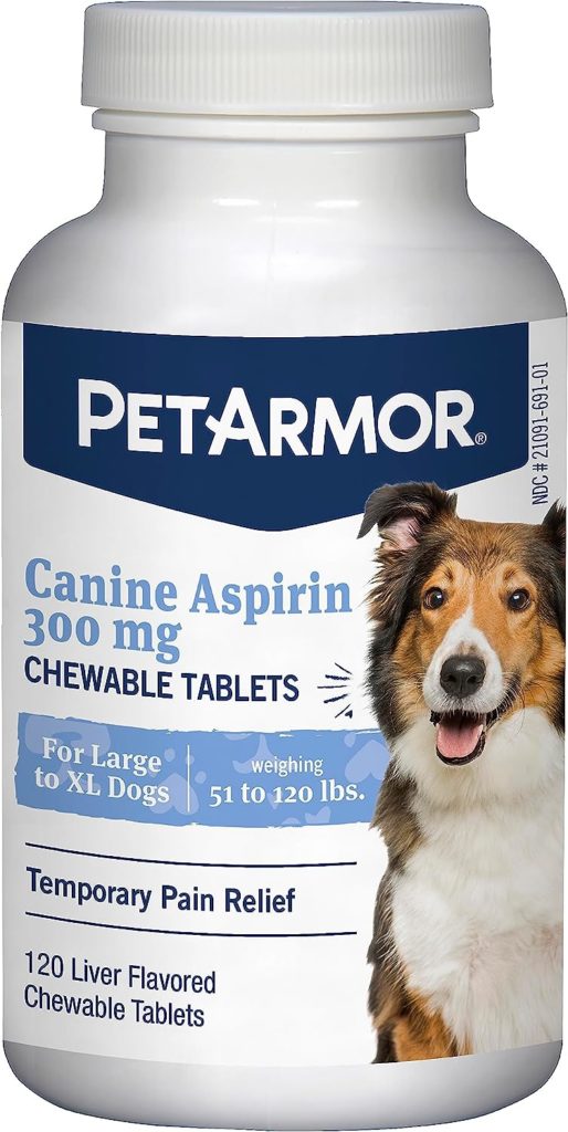 PetArmor Aspirin for Large Dogs, Fast Pain Relief, Liver Flavor, 120 Tablets