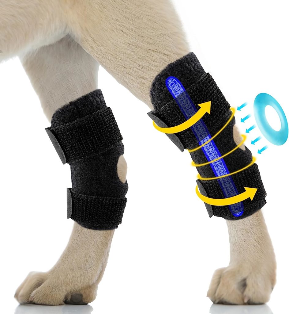 soundfuse Dog Leg Brace for Back Leg Hock  Ankle, Canine Rear Wrap Sleeve Joint Brace for Torn ACL CCL Hind Leg, Loss of Stability from Arthritis Wound Care, Injury and Sprain Protection 1 Pair, XL