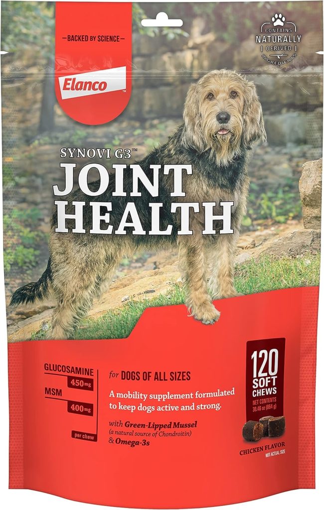 Synovi G3 Soft Chews Glucosamine Joint Supplement for Dogs, 120 count