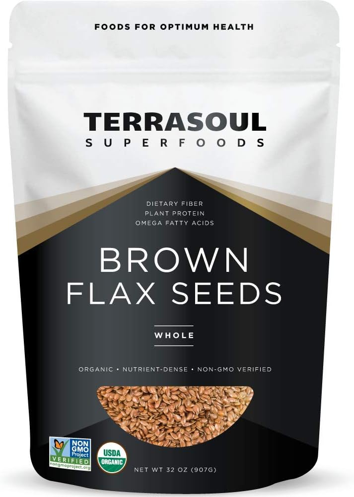 Terrasoul Superfoods Organic Brown Flax Seeds, 2 Pound