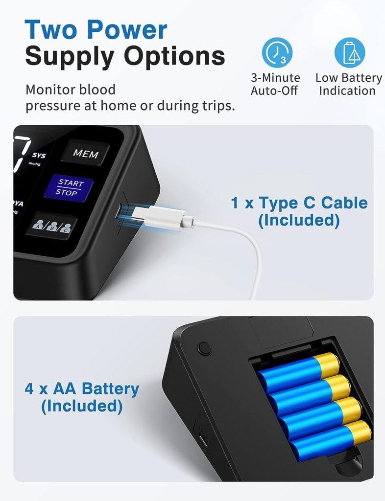 VERWINT Automatic Blood Pressure Machine Upper Arm with Large Backlit Display, Accurate Digital BP Monitor with Adjustable Cuff 8.7-16.5, 3x199 Sets Memory, Include Batteries and Type C Cable