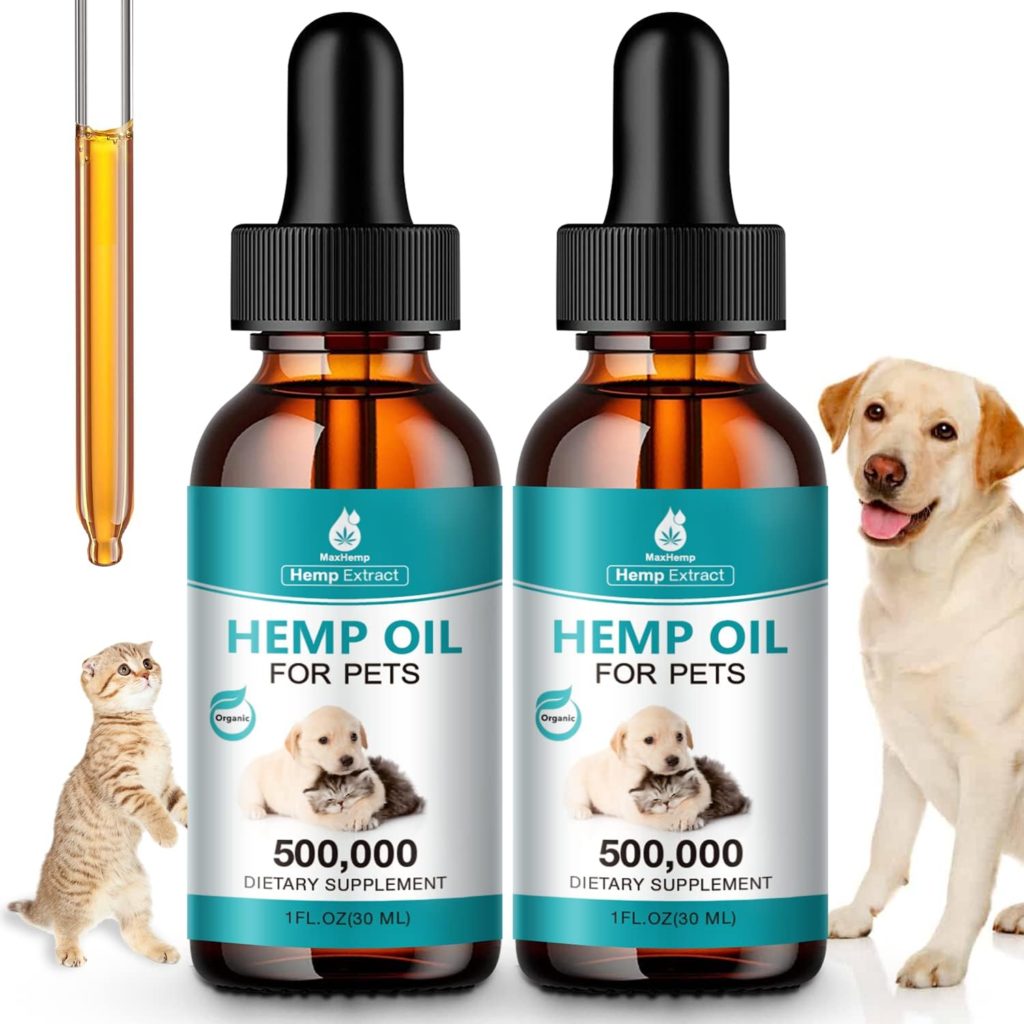 (2 Packs) Pet Hemp Oil for Dogs and Cats Anxiety Stress Pain Holistic Inflammation Skin Allergies Relief Joint Hip Аrthritis Sleep Aid Calming Oil Drop, Organic Extract Treats