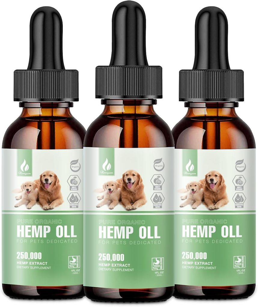 (3-Pack) Hemp Oil for Dogs and Cats, Max Strength Pets Hemp Drops - Anxiety Pain Support Pet Joint, Hip and Skin Health Supplement - Dog Cat Organic Hemp Oils, Non-GMO, Made in USA, Omega Fatty Acids