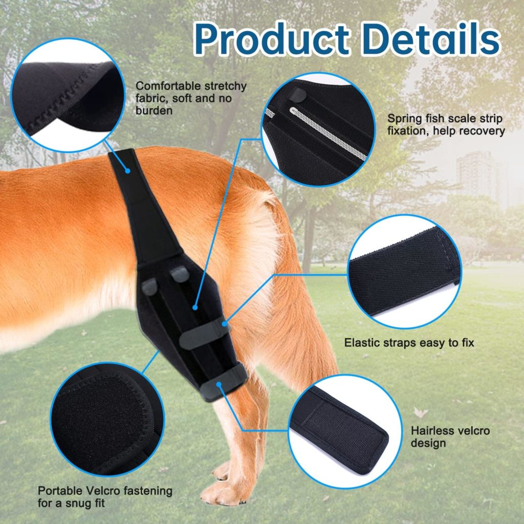 Foclassic Dog ACL Brace Hind Leg - Adjustable Dog Knee Support with Cruciate Ligament Injury, Dog Leg Support for Luxating Patella, Dog Knee Brace Torn ACL for Relieve Joint Pain and Muscle Sore