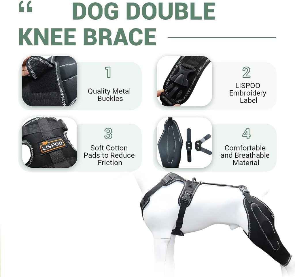 LISPOO Dog Knee Brace for Torn Acl Hind Leg,Dog Leg Braces for Back Leg for Support Luxating Patella,Cruciate Ligament,Dog Acl Knee Brace Warm Joint and Relief Pain,Dog Knee Brace(XL)