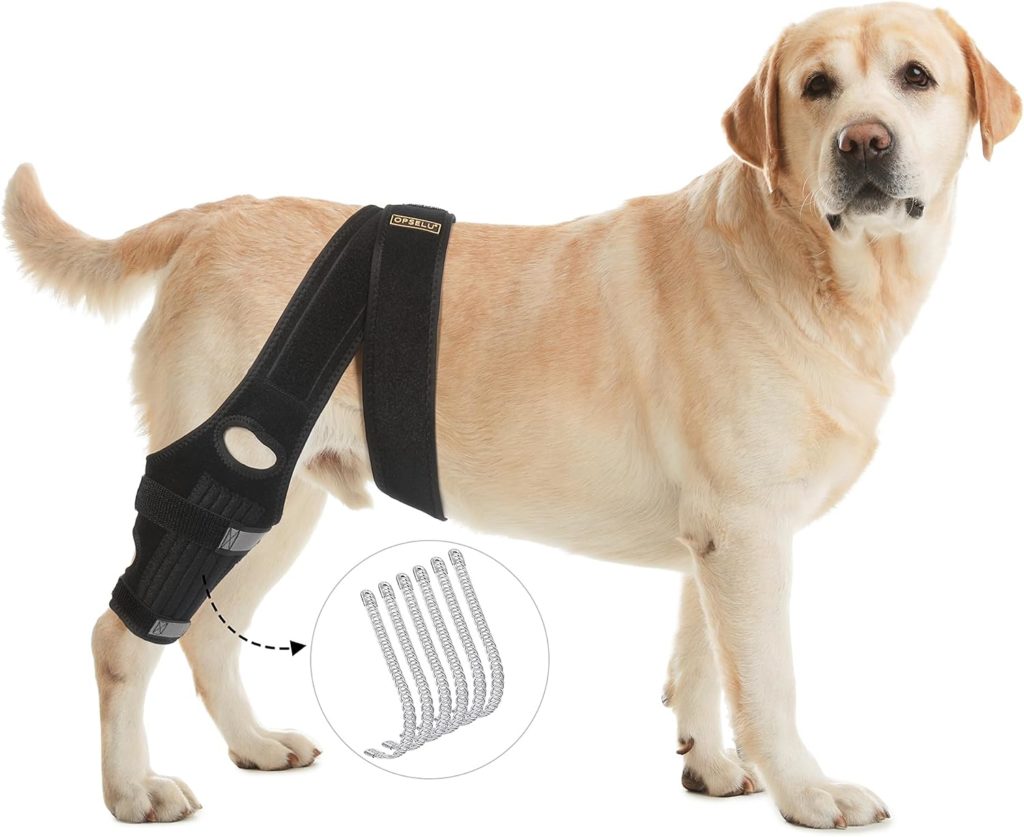 OPSELU Knee Brace for Dogs ACL with Side Stabilizers,Knee Cap Dislocation, Arthritis - Keeps The Joint Warm and Stable - Extra Support - Reduces Pain and Inflammation(S)