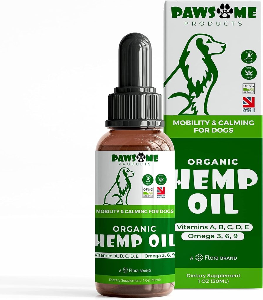 Pawsome Products® Calming Hemp Oil 30ml | Stress  Anxiety Supplement for Dogs  Pets | Hip  Joint Support | Healthy Skin | Sleep Aid | Omega 3, 6, 9 | Dog Multivitamin with Vitamin C, A, B, D, E