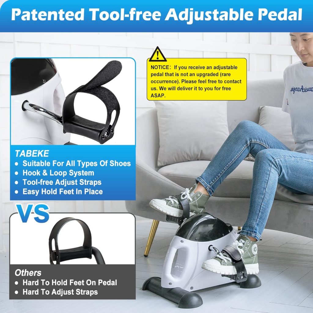 Under Desk Bike Pedal Exerciser - TABEKE Mini Exercise Bike for Arm/Leg Exercise, Pedal Exerciser for Seniors with LCD Display