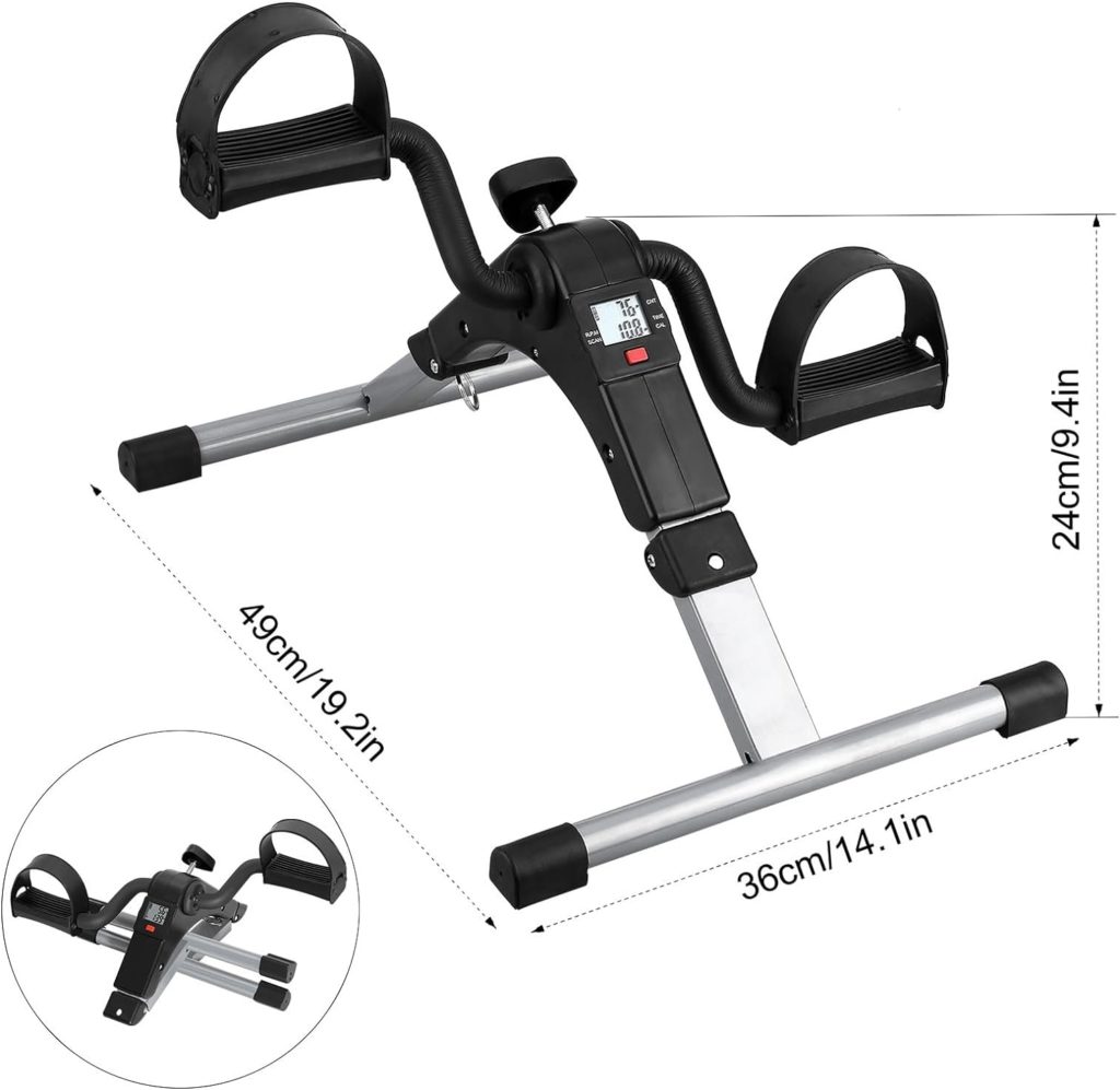 Folding Pedal Exerciser, Mini Exercise Bike Under Desk Bike Foot Pedal Exerciser, Foot Hand Cycle Portable Peddler Machine Bicycle Exerciser Arm Leg Exerciser While Sitting