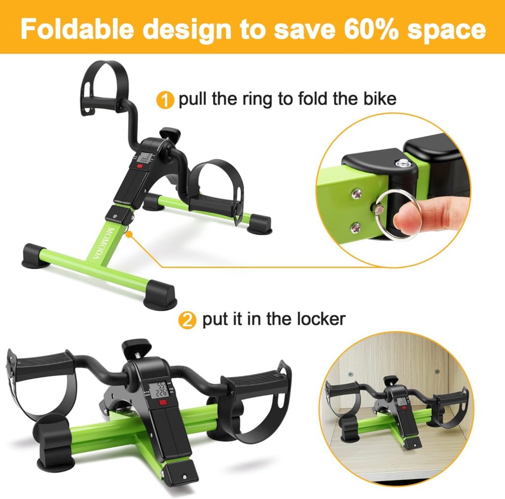 MOMODA Under Desk Bike Pedal Exerciser Mini Bike for Leg/Arm Pedal Exerciser Foldable Peddler with LCD Display for Home/Office