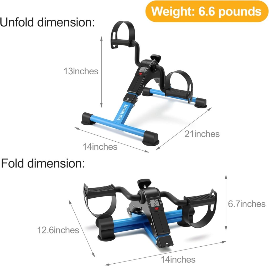 MOMODA Under Desk Bike Pedal Exerciser Mini Bike for Leg/Arm Pedal Exerciser Foldable Peddler with LCD Display for Home/Office