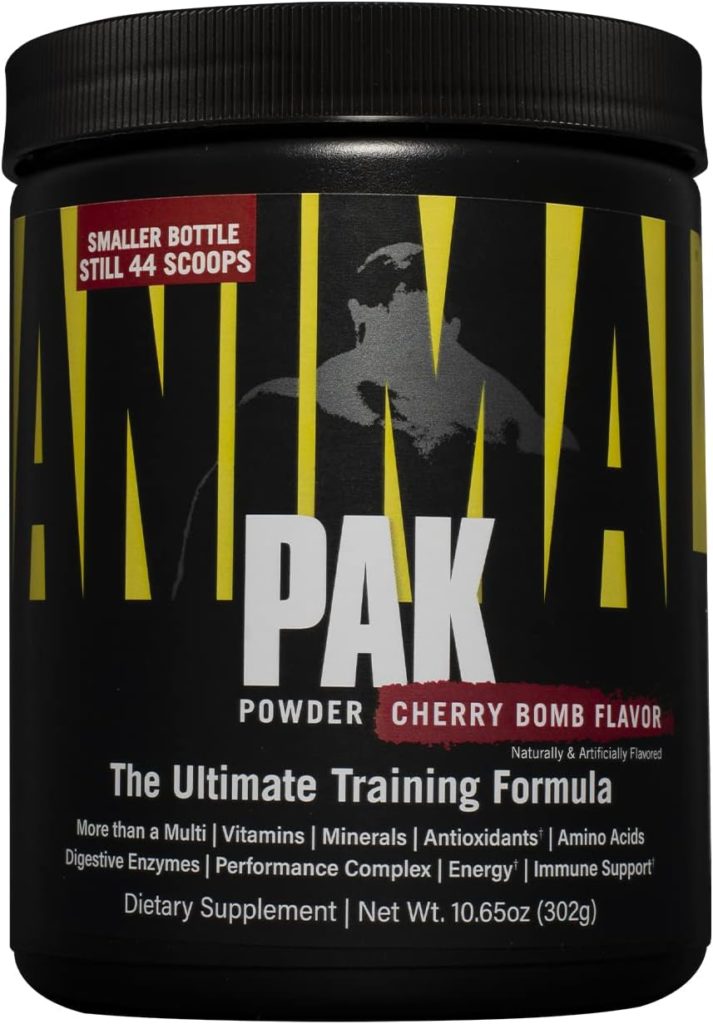 Animal Pak – Convenient All-in-One Vitamin  Supplement Powder – Zinc, Vitamins C, B, D, Amino Acids and More – Sports Nutrition Performance Multivitamin for Women  Men – 44 Scoops, Cherry Bomb