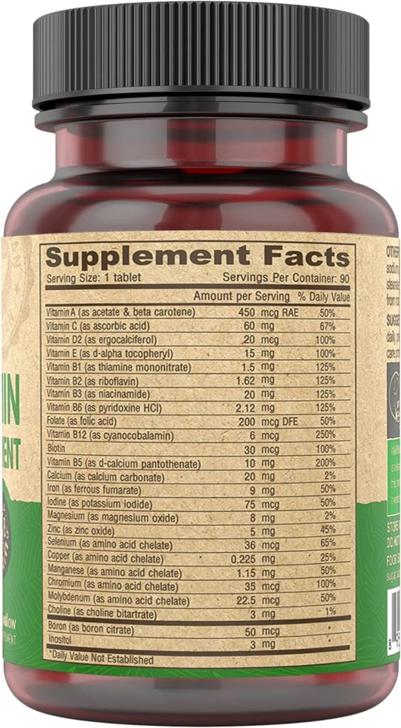 DEVA Tiny Tablets Vegan Multivitamins for Women  Men, Multivitamin with Iron, Mineral Supplement, Vitamin C, Vitamin B Complex, Vitamin B12, Vitamin E, Zinc, Gluten Free, 90 Tablets