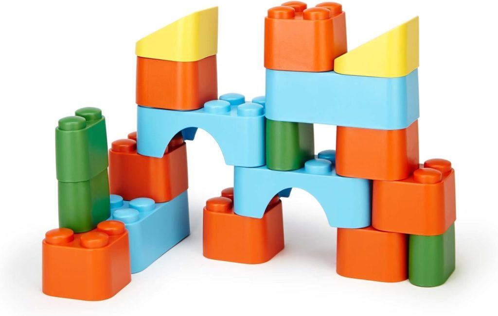 Green Toys Block Set - 18 Piece Pretend Play, Motor Skills, Building and Stacking Kids Toy Set. No BPA, phthatates, PVC. Dishwasher Safe, Recycled Plastic, Made in USA.