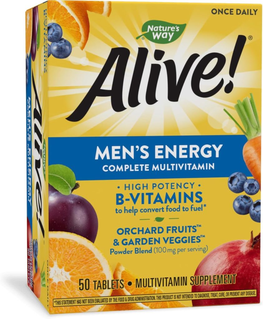 Natures Way Alive! Men’s Energy Multivitamin Supports Healthy Aging* Supports Cellular Energy* B-Vitamins Gluten-Free 50 Tablets